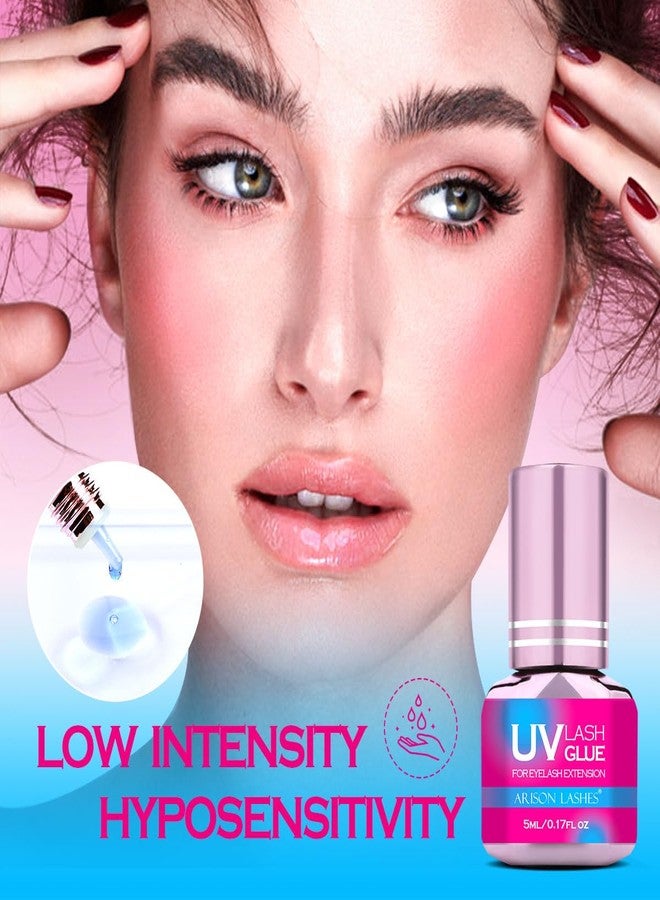 أريسون لاشز غراء تمديد الرموش بالأشعة فوق البنفسجية، يجف في ثانية واحدة، مقاوم للماء، رابط قوي لتمديد الرموش - غراء جل الرموش بالأشعة فوق البنفسجية للاستخدام الاحترافي فقط (أزرق - 5 مل) - Image 3